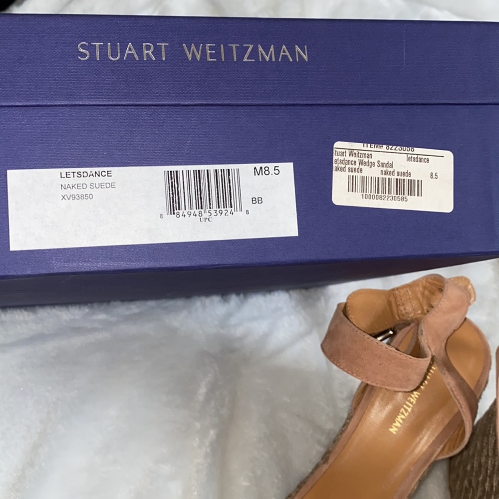 New Stuart Weitzman Natural Wedge Sandal - Picture 5 of 7